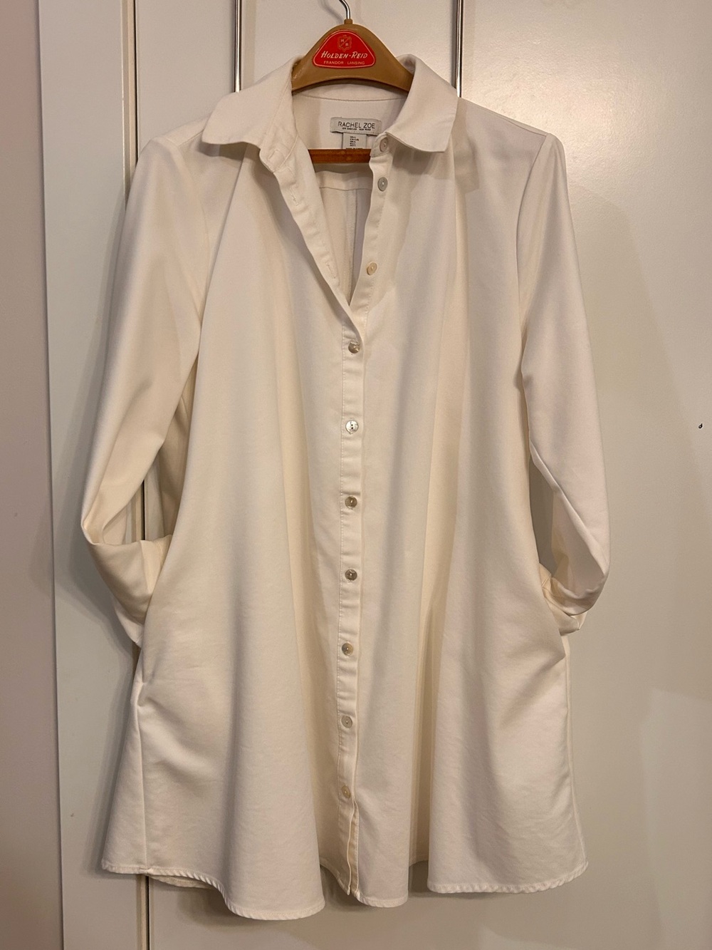Women’s White Longline Button-Up Shirt
